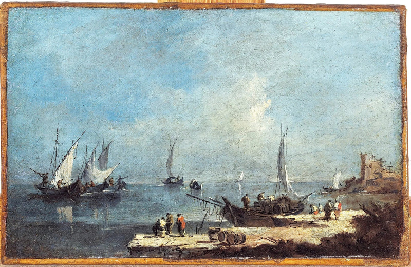 View of a port, on the lagoon - Francesco Guardi