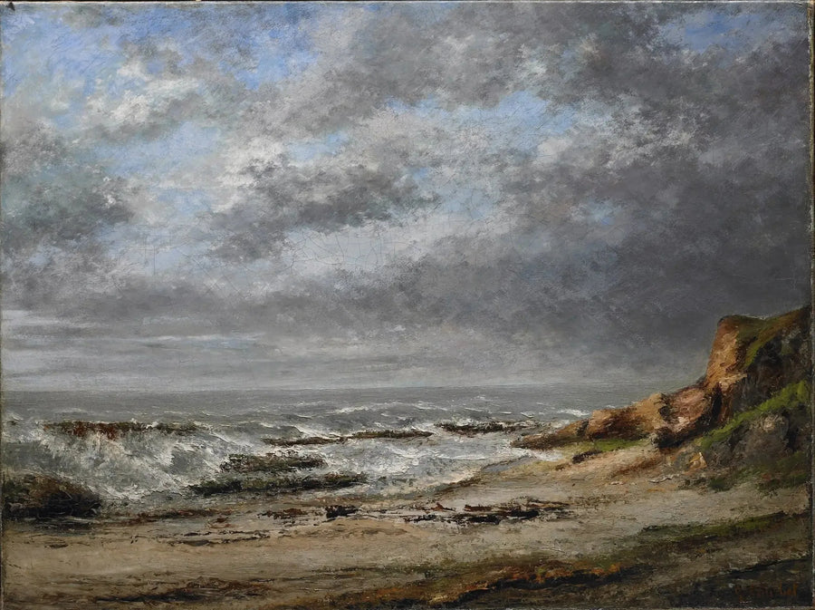 View of a Rough Sea Near a Clifftop - Gustave Courbet