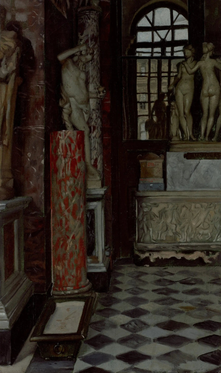 View of a Greek, Roman, and Etruscan Antiquities Room (Room No. 9) at the Louvre - James Tissot