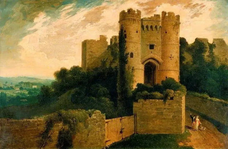 View of the entrance to Carisbrooke Castle, Isle of Wight - John Martin