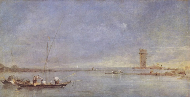 View of the Venice lagoon with the Malghera tower - Francesco Guardi