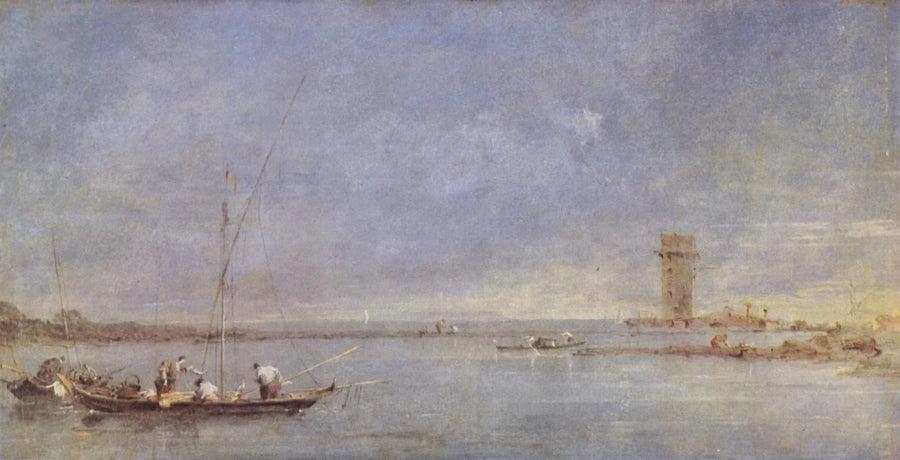 View of the Venice lagoon with the Malghera tower - Francesco Guardi