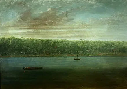 View of the Amazon Riverbank - Boat Sketch - George Catlin
