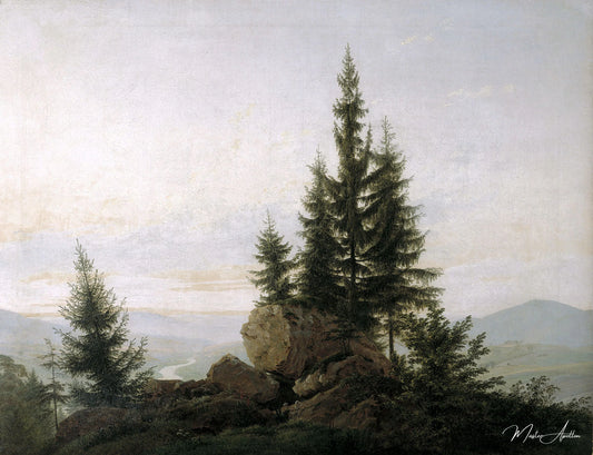 Vue de la vallée de l'Elbe - Caspar David Friedrich - Reproductions de tableaux et peintures haut de gamme