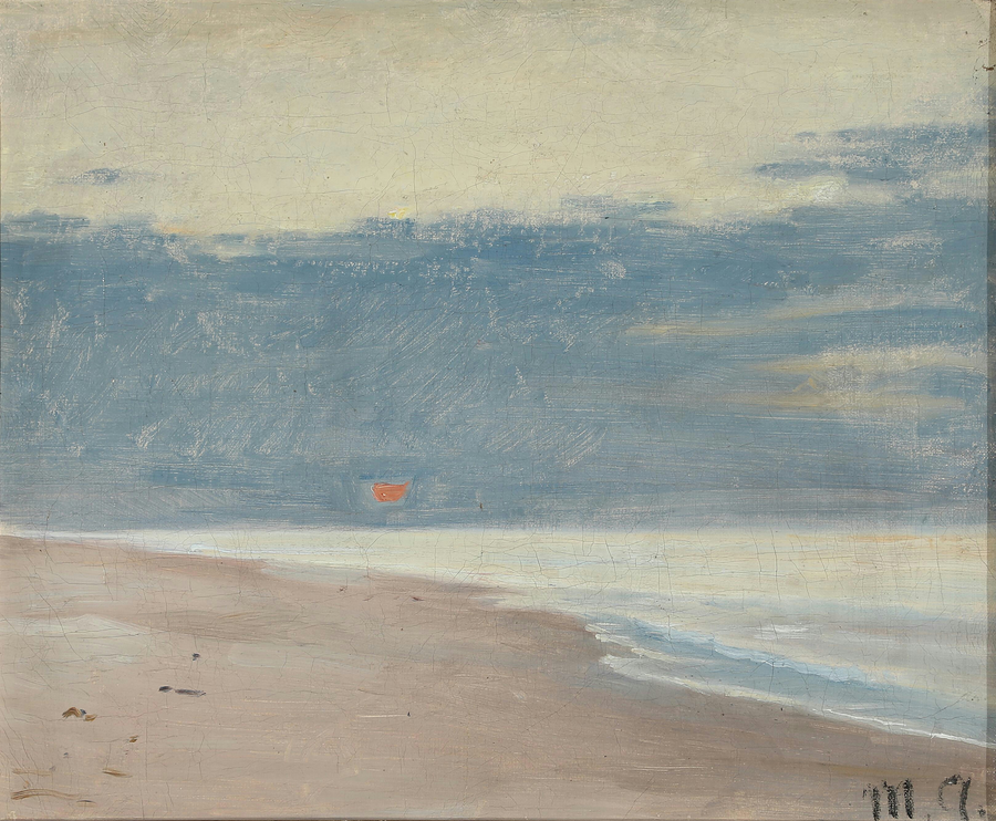 View from a beach under a low sun. - Michael Peter Ancher