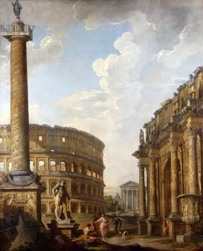 Vue du Caprice avec la colonne Trajane et les ruines romaines - Giovanni Paolo Panini - Alpha Reproduction