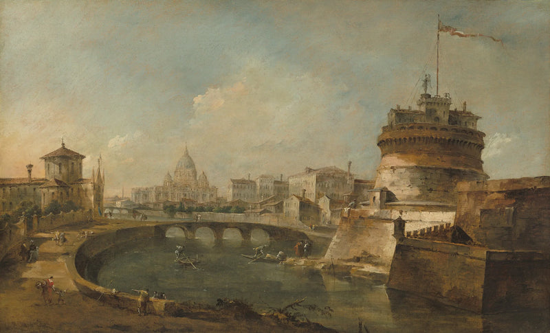 Whimsical view of the Castel Sant'Angelo, Rome - Francesco Guardi