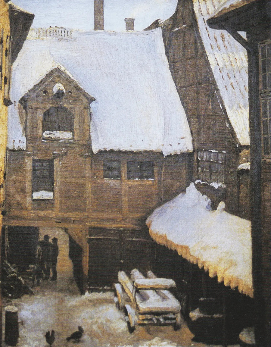 Winter View at Mikkel Vibe's House (also known as Sigvert Grubbe's House) on Strandgade in Christianshavn, Copenhagen. - Peder Severin Krøyer