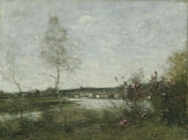 Distant view of Corbeil, morning - Jean-Baptiste Camille Corot