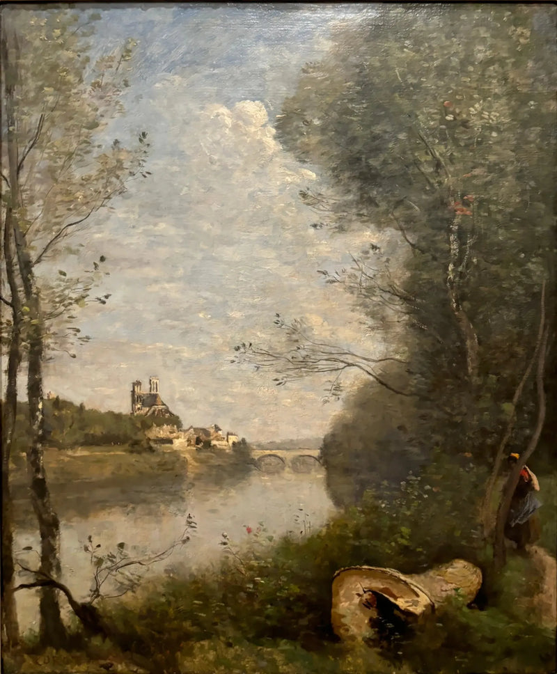 Distant view of the Mantes Cathedral - Jean-Baptiste Camille Corot