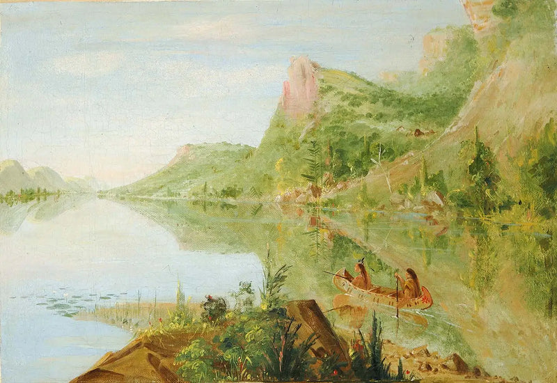 View of the Wisconsin River, Winnebago Shooting Ducks - George Catlin