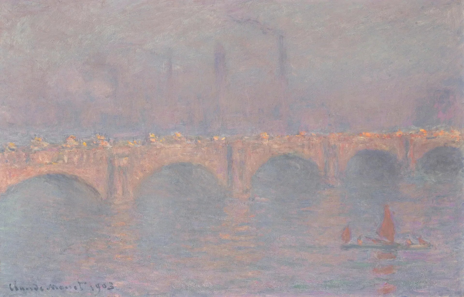 Waterloo Bridge, soleil voilé - Claude Monet image 1 copie de tableau peinte à la main
