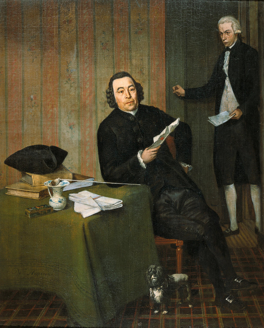 Wernerus Köhne (1725/26-88). Notaire à Haarlem, avec son domestique Jan Bosch - Wybrand Hendriks