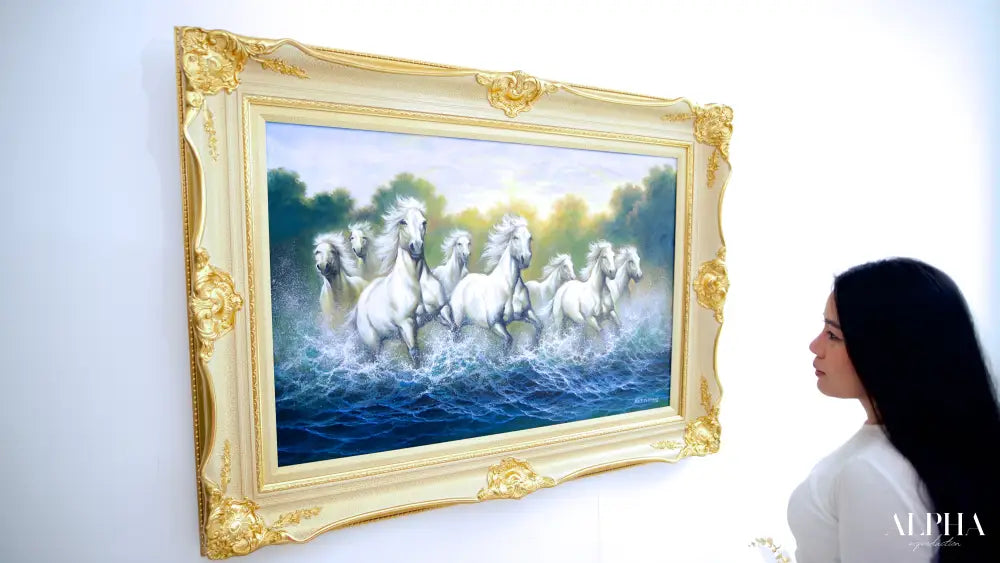 White Horses and Rivers - Kittiphong | 90 x 60 cm Reproductions de tableaux à la peinture à l’huile