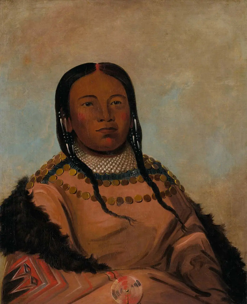 Wi-lóoh-tah-eeh-tcháh-ta-máh-nee, red thing touching while walking, Girl of the Black Rock - George Catlin
