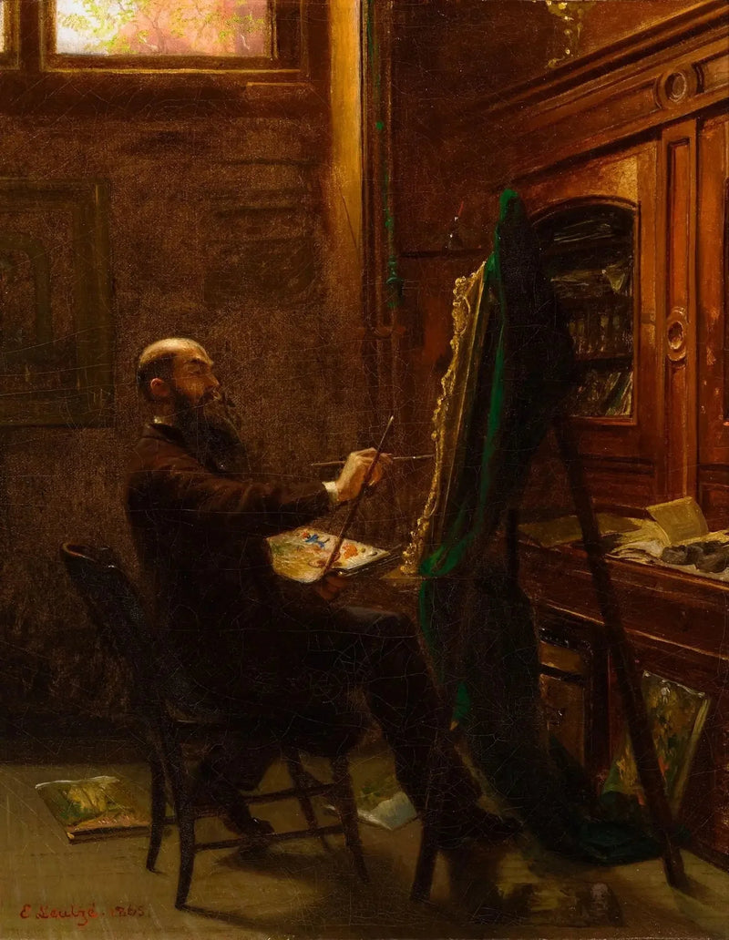 Worthington Whittredge in his Tenth Street studio - Emanuel Leutze
