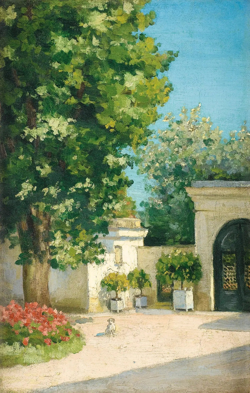 Yerrès. From the exedra, the porch of the family home - Gustave Caillebotte