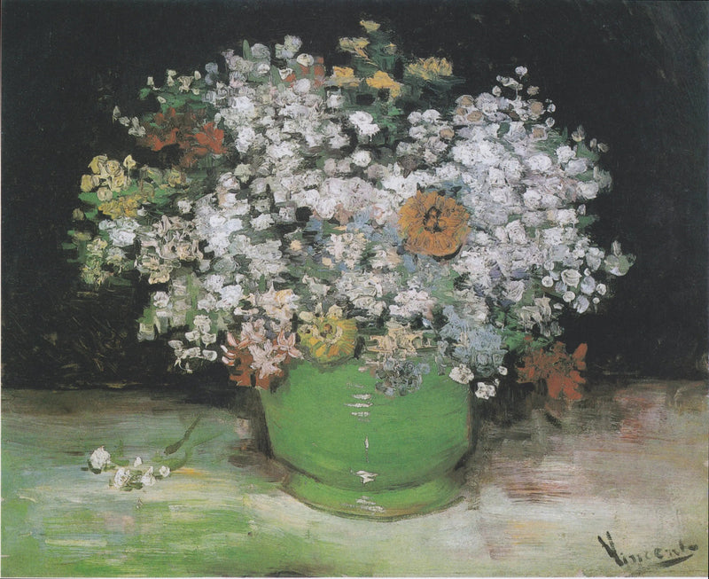 Zinnias and geraniums in a vase - Vincent van Gogh